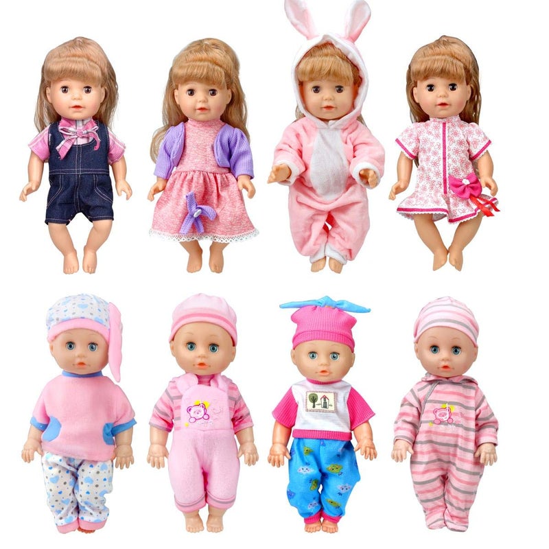 WONDOLL 8-Sets Alive Baby-Doll-Clothes for 12 inch Baby Dolls 10-11-12 inch Handmade Clothing Lovely Hat Dress and Outfits Accessories Christmas Birthday for Little Girl - Image 1